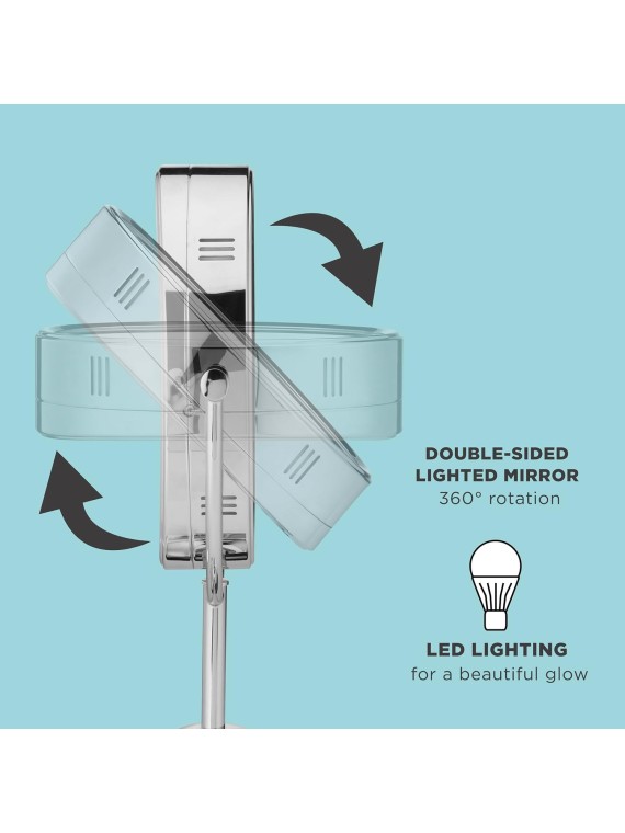 Lighted Makeup Mirror, LED Vanity Mirror, 1X/7X Magnifying Mirror, Double Sided, Corded in Polished Chrome