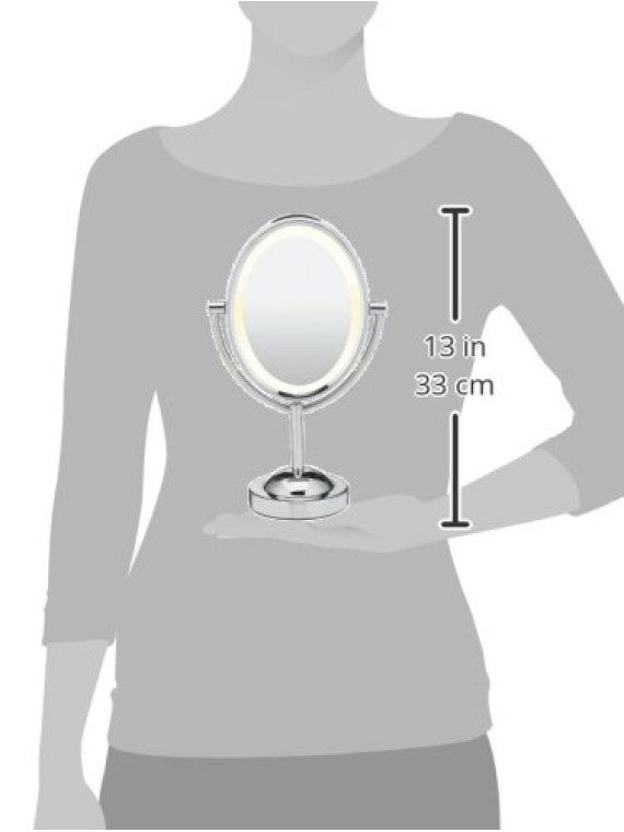 Lighted Makeup Mirror, LED Vanity Mirror, 1X/7X Magnifying Mirror, Double Sided, Corded in Polished Chrome