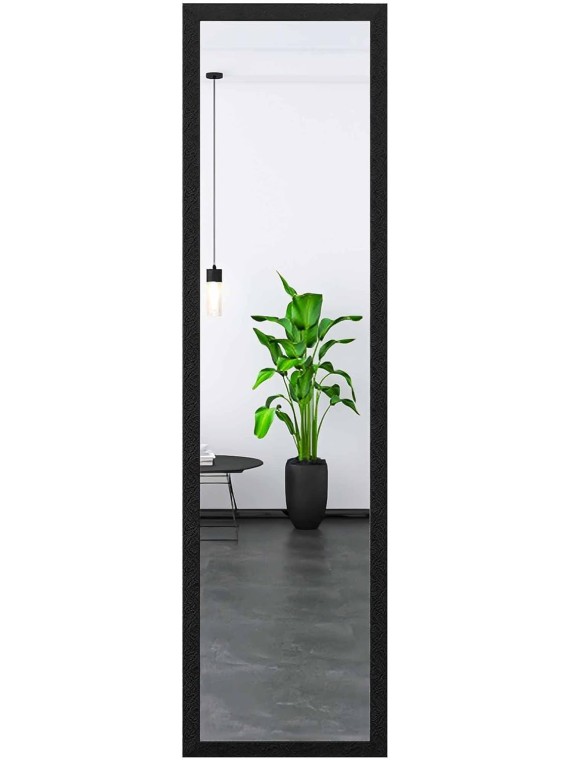 Full Length Mirror Wall Mirror Full Body Mirror Explosion-Proof Wall Mounted Hanging Mirror for Dorm with Rectangular Float Framed for Room Decor, 50"x 14", Black