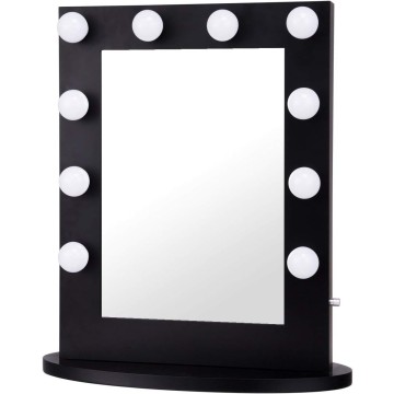 Hollywood Makeup Vanity Mirror W/Light Tabletops Lighted Mirror Dimmer LED Illuminated Cosmetic Mirror W/LED Dimmable Bulbs (Black - Oval)
