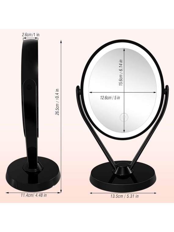 Double-Sided 1x/7x Magnification LED Makeup Mirror with Lights, Lighted Vanity Mirror USB Chargeable, Touch Sensor Control 3 Light Settings Illuminated Countertop Mirrors