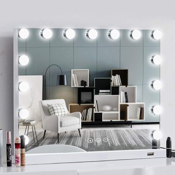 Hollywood Vanity Makeup Mirror with Lights 15 Lights Lighted Vanity Mirror Dimmable 3 Color LED Makeup Vanity Mirror for Bedroom Makeup Table Dressing USB Magnifier LED Light up Makeup Mirror