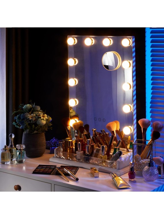 Vanity Makeup with Light, Hollywood Mirror Dimmable Light 12 Cold/Warm LED Lights Touch Control