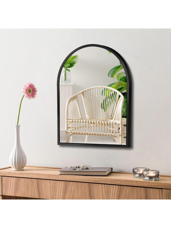 10x13 inch Black Small Arched Mirror for Bathroom Vanity Mirror or Wall Decor Arch Mirror Brushed Metal Frame Wall Mounted Mirror for Bathroom LivingRoom Bedroom Entryway