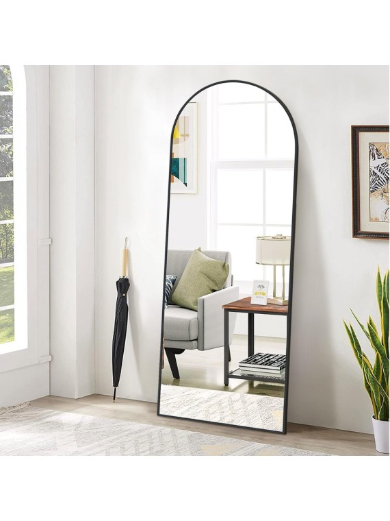 65"x24" Arch Floor Mirror, Full Length Mirror Wall Mirror Hanging or Leaning Arched-Top Full Body Mirror with Stand for Bedroom, Dressing Room, Black