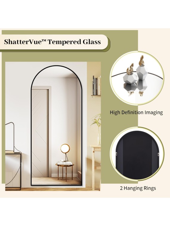 65"x24" Arch Floor Mirror, Full Length Mirror Wall Mirror Hanging or Leaning Arched-Top Full Body Mirror with Stand for Bedroom, Dressing Room, Black