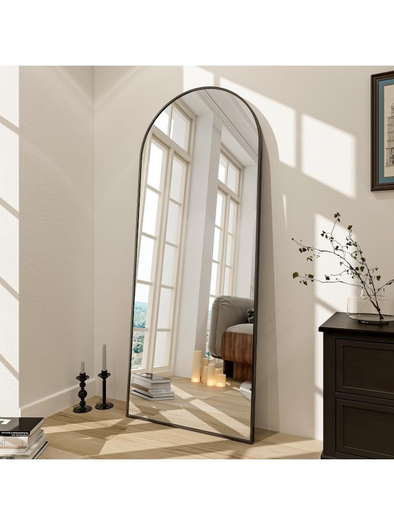 65"x24" Arch Floor Mirror, Full Length Mirror Wall Mirror Hanging or Leaning Arched-Top Full Body Mirror with Stand for Bedroom, Dressing Room, Black