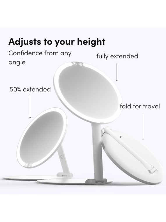 Rechargeable Travel Makeup Mirror with LED Light, 8" Foldable Stand, 3 Color Lighting Travel Mirror. Dimmable & Lightweight Portable Vanity Mirror, Beauty Travel Essential, ABIGAIL