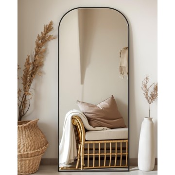 Full Length Mirror, 71"x28" Oversized Floor Mirror Freestanding, Arched Floor Standing Large Mirror Full Body Mirror with Stand for Bedroom, Hanging Mounted Mirror for Living Room, Black