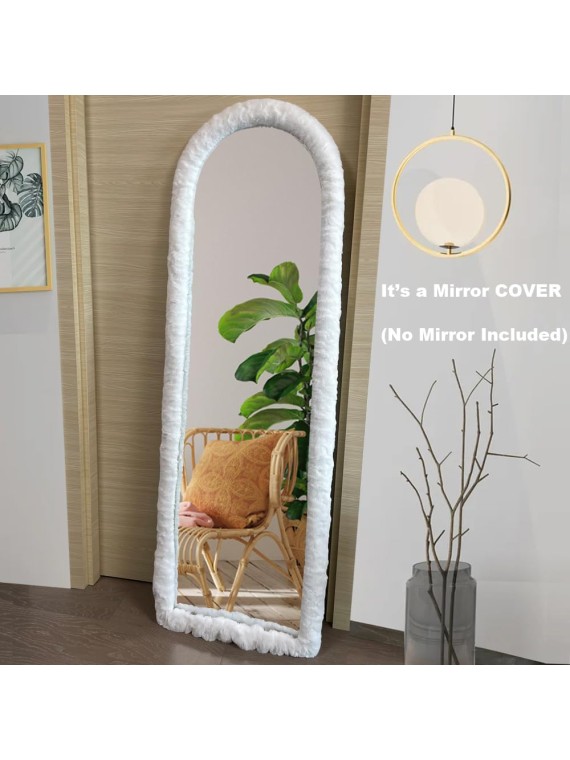 Fluffy Mirror Cover - 64"x21" Full Length Mirror Cover Universal Ultra Soft Non-Slip Cover Free Standing Full Body Mirror Cover Warm Home Decor for Living Room Bedroom Cloakroom, Gift for Girls