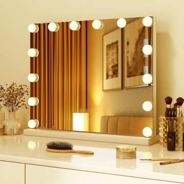 Vanity Mirror with Lights - 20" Hollywood Lighted Makeup Mirror with 14 LED Bulbs, 3 Color Lighting Modes, Adjustable Brightness, Metal Frame, Tabletop Lighted Vanity Mirror for Bedroom