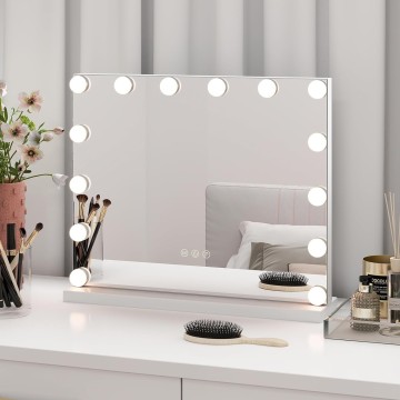 Vanity Mirror with Lights - 20" Hollywood Lighted Makeup Mirror with 14 LED Bulbs, 3 Color Lighting Modes, Adjustable Brightness, Metal Frame, Tabletop Lighted Vanity Mirror for Bedroom